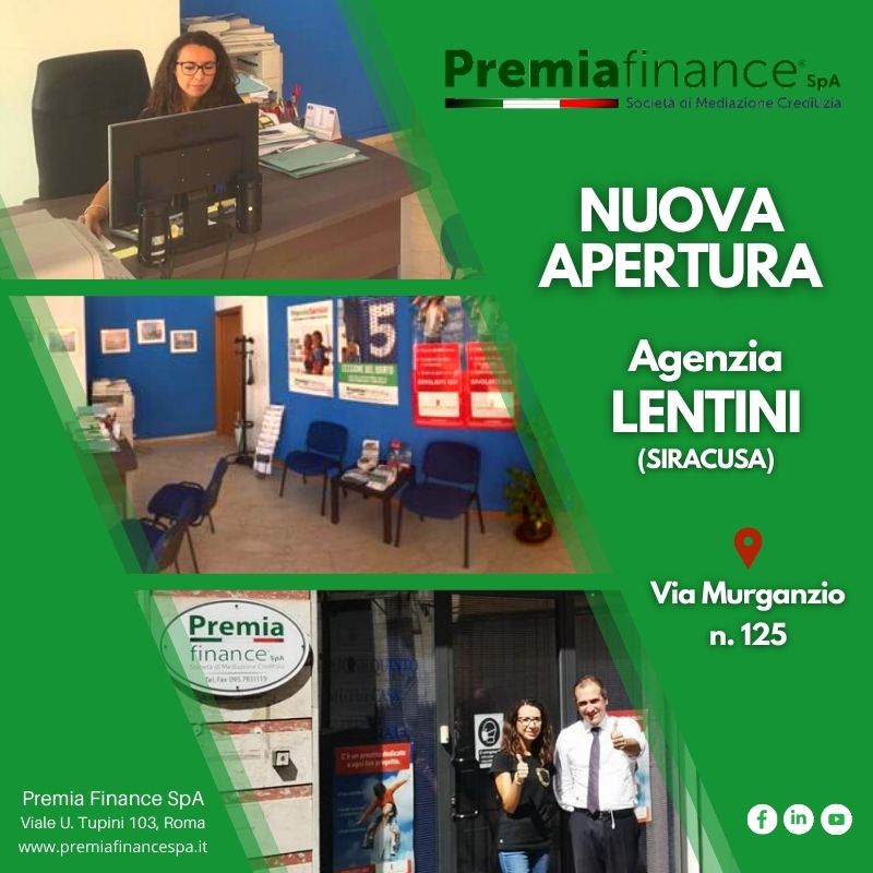 Premia Finance SpA cresce ancora, inaugurata l’agenzia di Lentini (Siracusa)